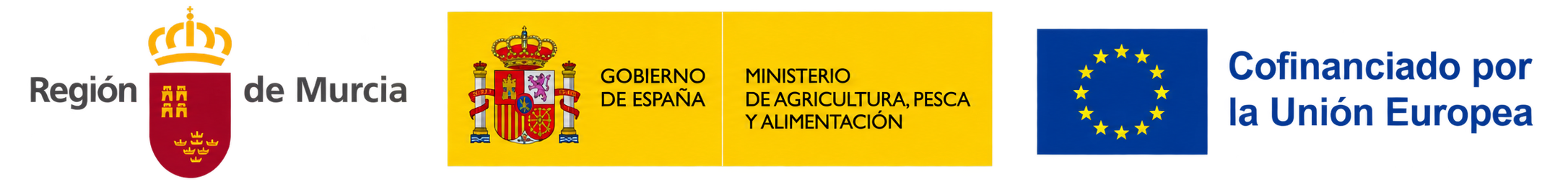 Logotipos de la Región de Murcia, del Ministerio de Agricultura, Pesca y Alimentación y de la Unión Europea (Cofinanciado por la Unión Europea)
